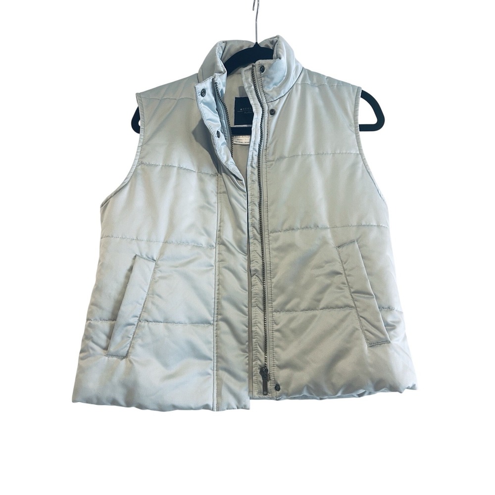 Weekend by Max Mara Silver‎ Gray Full Zip Puffer Vest Women's 4